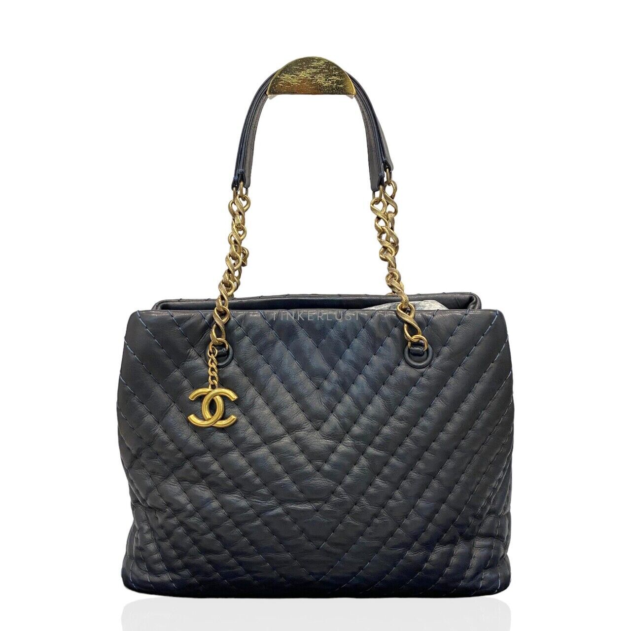 tas tote bag Chanel Chevron Tote GHW seri 14 Tote Bag Tinkerlust